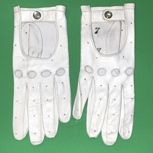 Pittard Accessories Vtg Womens White 0 Leather Driving Gloves Made